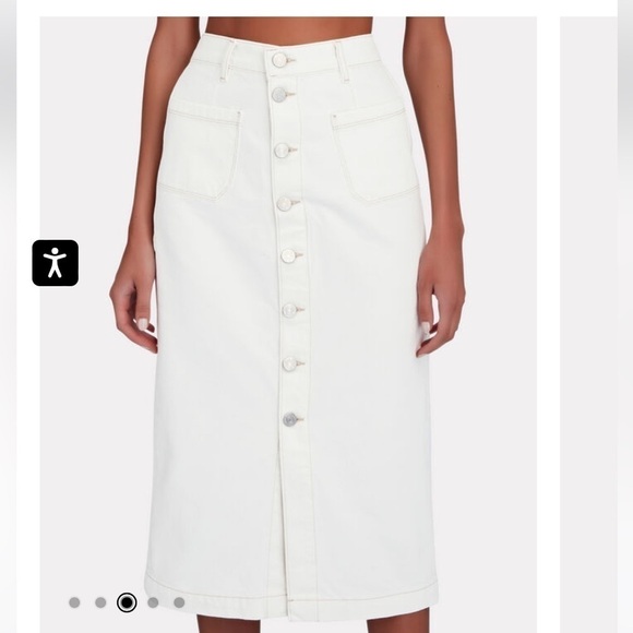 FRAME Le Bardot Midi Skirt W/ Button Front Closure Ecru Denim Size 23 Resortwear - Picture 4 of 12